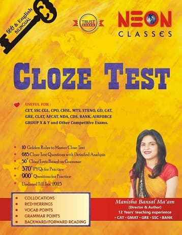 Neon Classes Cloze Test Book by Manisha Bansal