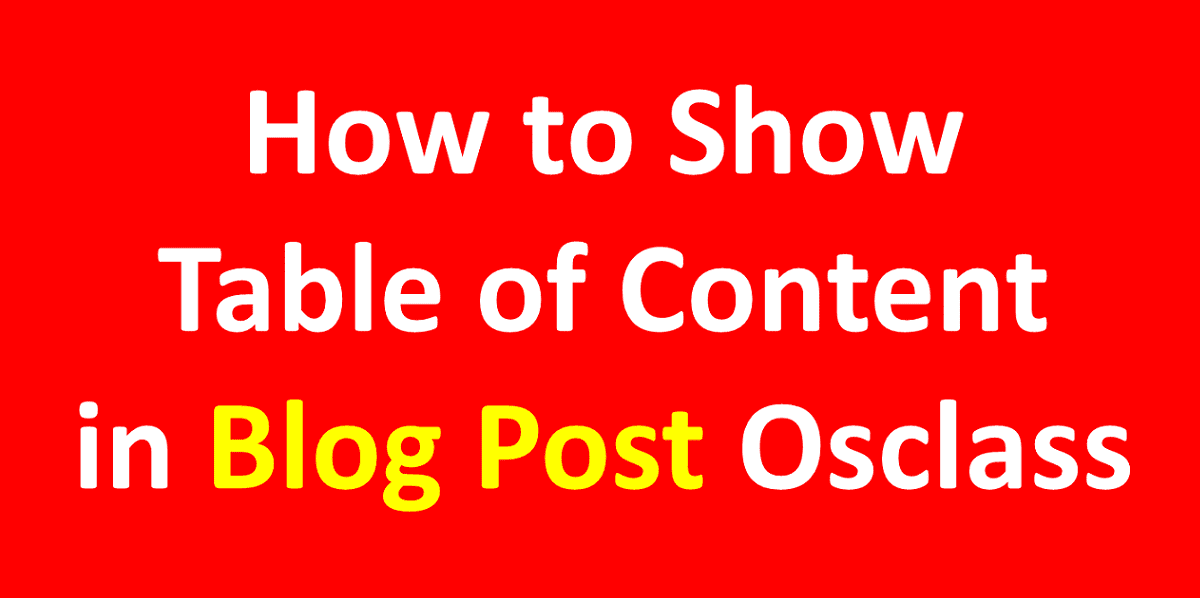 How to Show Table of Content in Blog Page Osclass