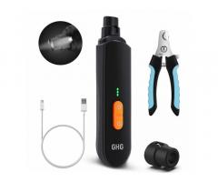 GHG Dog Nail Grinder Dog Nail Trimmer Rechargeable Pet Nail Trimmer with Clippers