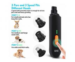 GHG Dog Nail Grinder Dog Nail Trimmer Rechargeable Pet Nail Trimmer with Clippers