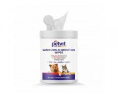 Petvit Cleansing and Grooming Wipes for Dog and Cat Enriched with Vitamin B5 and Aloe Vera