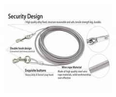 LAFILLETTE Stainless Steel Tie-Out Cable Leash for Dogs 15 Feet