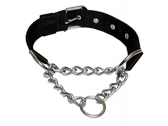 PSK PET MART Dog Choke Pet Nylon Half Chain Collar Half Choker Stainless Steel Dogs Collars - 1/1
