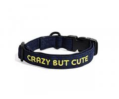 Lana Paws Crazy But Cute Embroidered Denim Dog Collar - 1