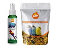 Boltz Antibacterial Bird Litter Spray and Bird Food for Budgies