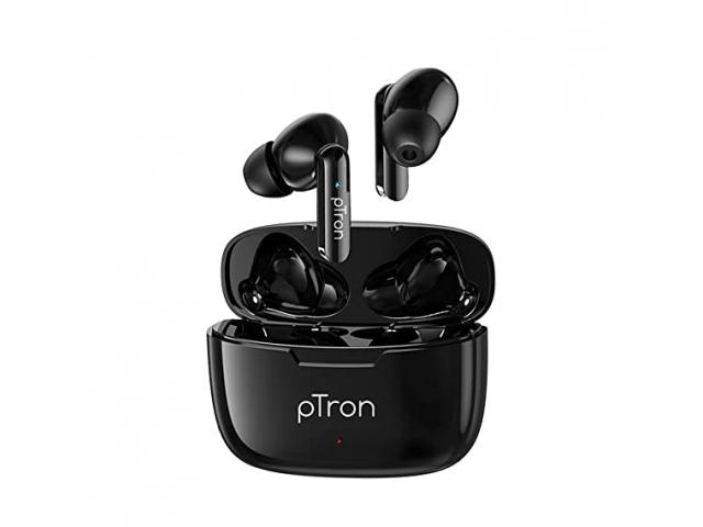 Ptron Bassbuds Duo New Bluetooth 5.1 Wireless EarBuds Headphones - 1/2