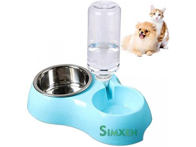 Simxen Dual Pets Bowls, Detachable Stainless Steel Dog Bowl - 1/2