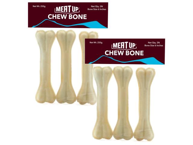 Meat Up Pressed Chew Bones, Dog Treats, 4 inches, (Buy 1 Get 1 Free) - 1