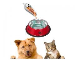 Sage Square Heavy Quality Round Shape Anti Skid Stainless Steel Food Drink Bowl for Pets - 1