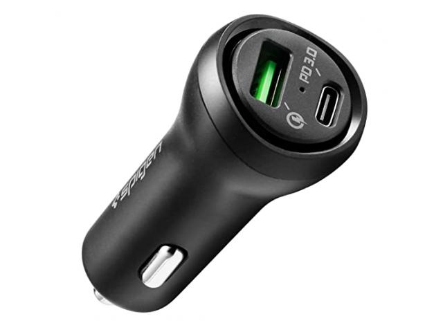 Spigen F31Qc 27 W Dual Car Charger For Cellular Phones With Usb Type C Cable - 1/1