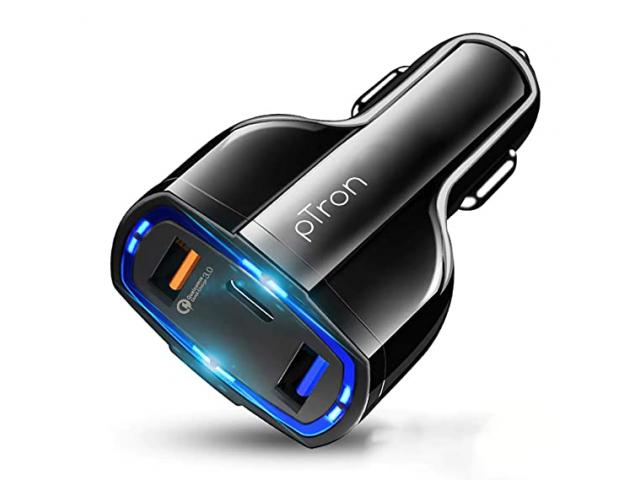 Ptron Bullet Pro 36W PD Quick Charger, 3 Port Fast Car Charger Adapter - 1/1