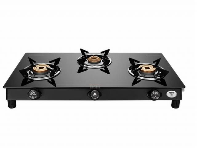 Preethi Bluflame Sparkle Power Duo 3 Burner Glass top Gas Stove - 1/1