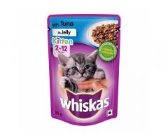 Whiskas Kitten (2-12 months) Wet Cat Food, Tuna in Jelly Monthly Pack, 48 Pouches