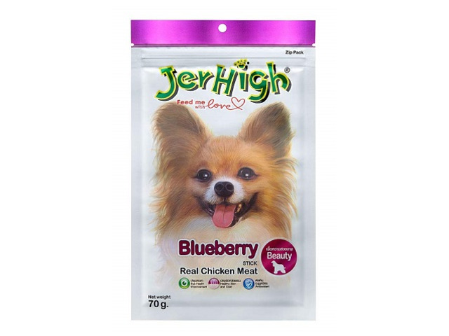 JerHigh Blueberry Stick, Real Chicken Meat, Young Adult Dog Treat - 1/1