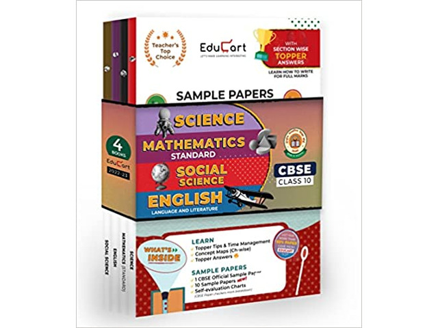 Educart CBSE Class 10 Sample Papers 2022-23 Bundle Mathematics, English, Science, SST - 1
