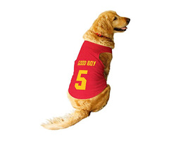 Ruse Pet Good Boy Jersey No.5 Printed Round Neck Sleeveless Dog Vest