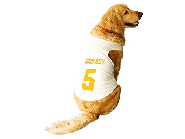 Ruse Pet Good Boy Jersey No.5 Printed Round Neck Sleeveless Dog Vest - 3/3
