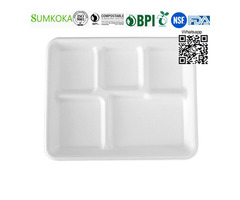 10 inch 12 inch 5 -compartment Lunch Tray disposable bagasse tray bagasse take away tray - 3
