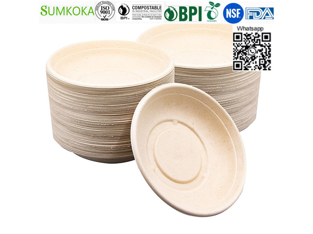 24 OZ food bowl disposable bagasse bowl sugarcane take away bowl - 2/4