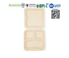 8 inches disposable bagasse clamshell box sugarcane food box - 2