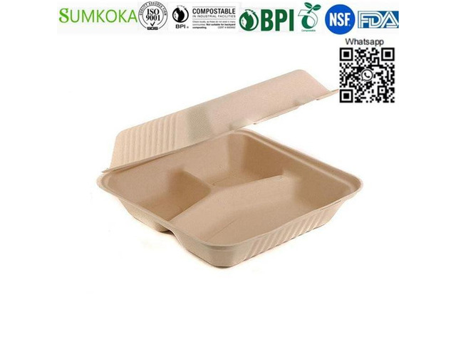9 inch Bagasse Food Takeaway Disposable Container sugarcane food container - 4/4