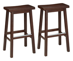 Amazon Basics Solid Wood Saddle-Seat Kitchen Counter Barstool