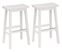 Amazon Basics Solid Wood Saddle-Seat Kitchen Counter Barstool