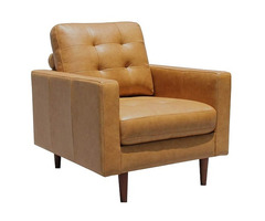 Amazon Brand Rivet Cove Mid-Century Modern Tufted Leather Accent Chair