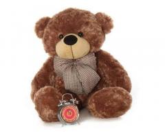 Aaru Soft and Plush Standing 3 Feet Coffee Teddy Bear with Neck Bow Tie Teddy Bear