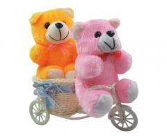 Romantic Valentine Love Couple Teddy Basket Cycle Valentine Romantic Teddy Bears Gifts - 1