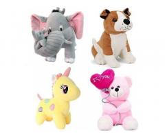 Odin birds Pack of 4 Animals Soft Toys for Kids (Elephant, Dog, Unicorn Teddy Bear) - 1