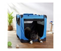 AmazonBasics Premium Folding Portable Soft Pet Dog Crate Carrier Kennel, Blue - 2