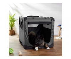 AmazonBasics Premium Folding Portable Soft Pet Dog Crate Carrier Kennel, Grey - 2