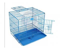 Double Door Folding Metal Dog Cage with Paw Protector, for Small Dogs and Puppies - 1