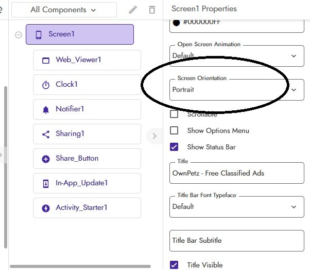 How to disable Auto Rotate in Kodular App?